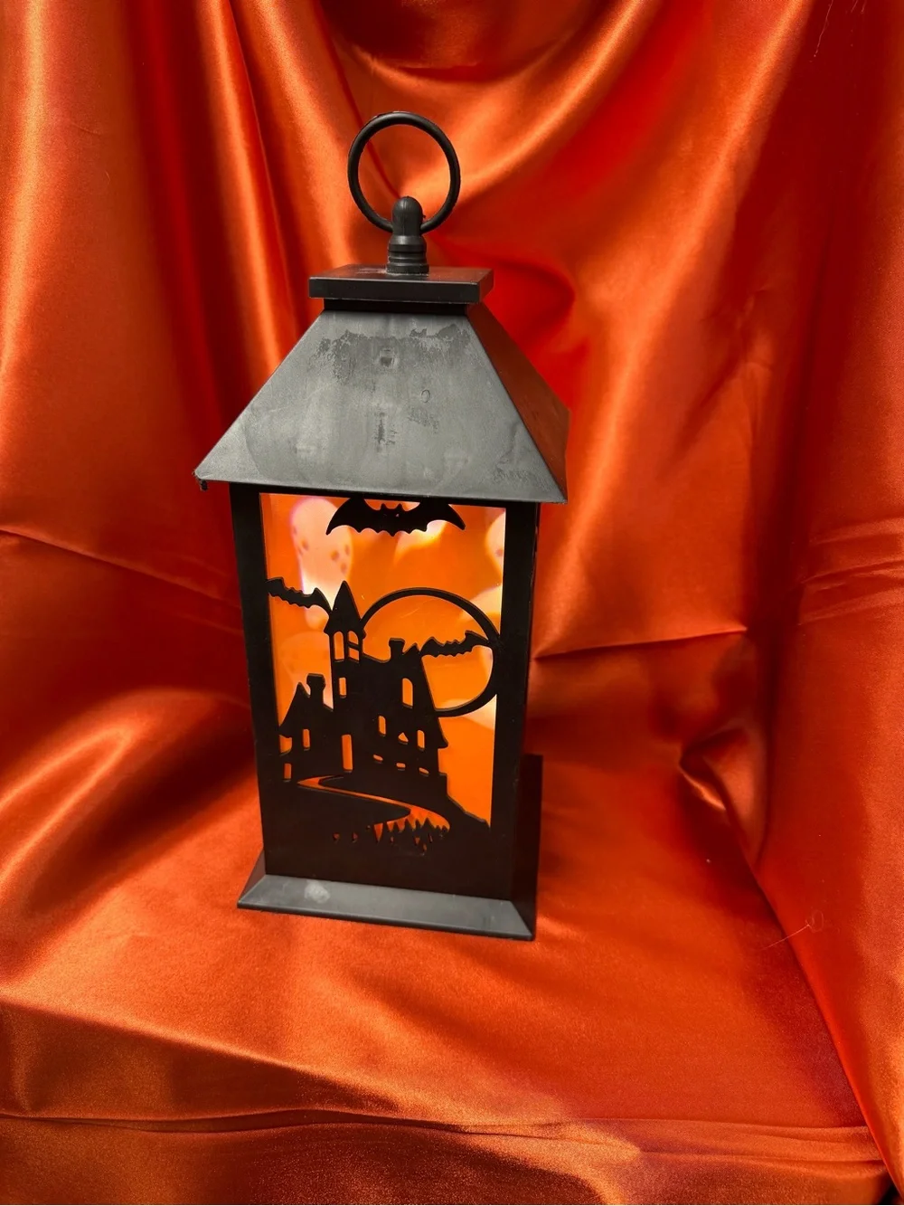 Halloween Haunted House Lantern - Black and Orange Decorative Accent